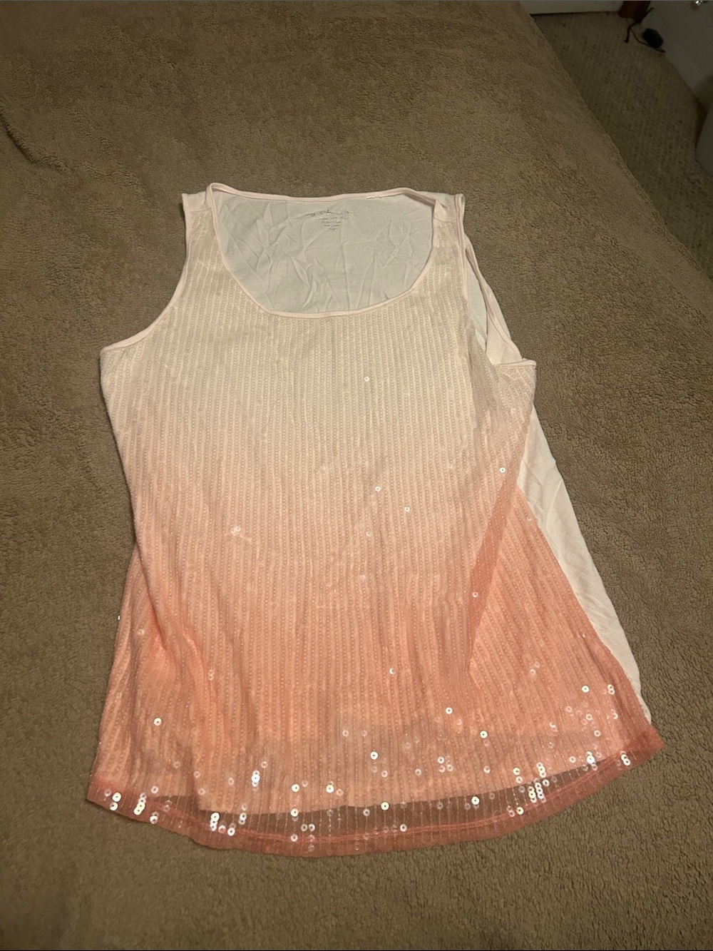 Chico's Peach Ombre Sequin Tank Top